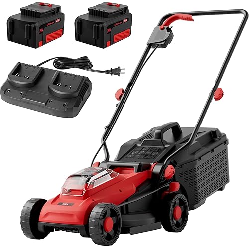 MZK 20V 13" Electric Lawn Mower, Brushless Cordless Lawn Mower with 4-Position Height Adjustment, Walk-Behind Push Mowers with 8 Gallon Grass Bag, 2 x 4.0Ah Batteries & Charger Included, LM13B8