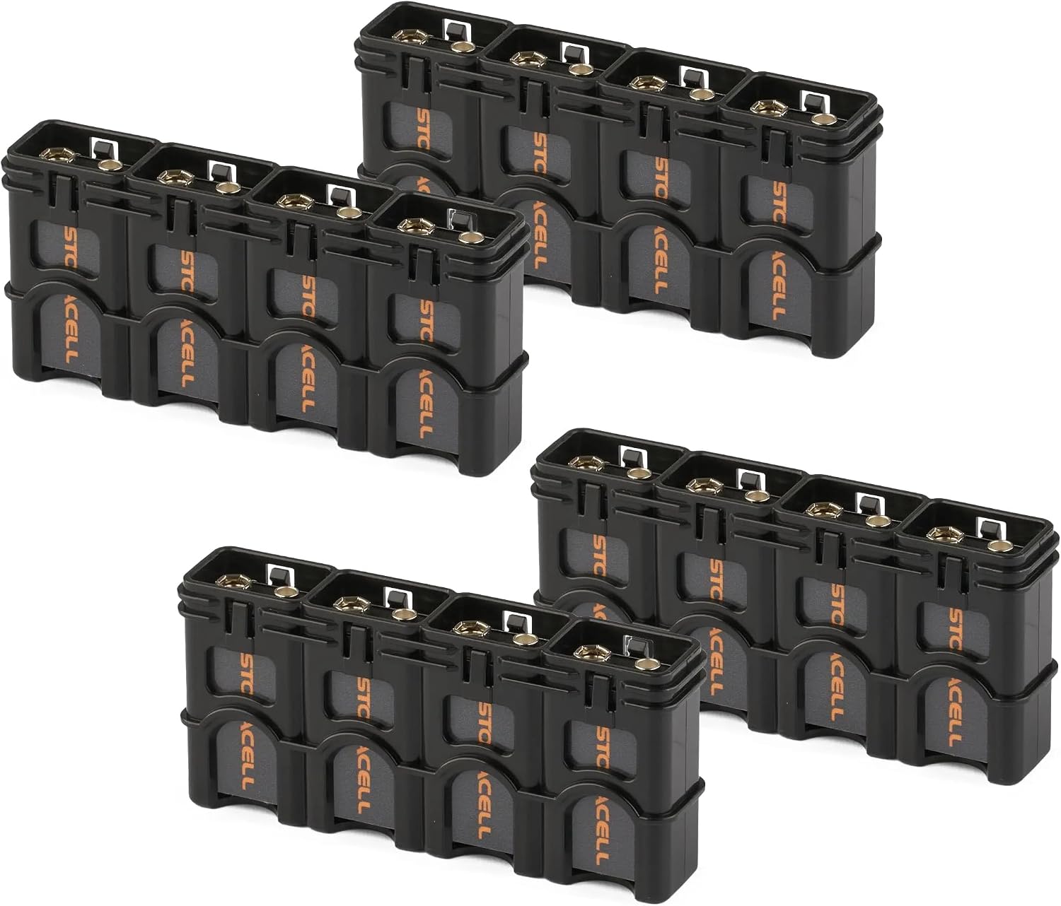 Storacell by Powerpax Slimline Battery Storage Container - Holds 4 - 9 Volt Batteries, Orange, 1 Count (Pack of 1)