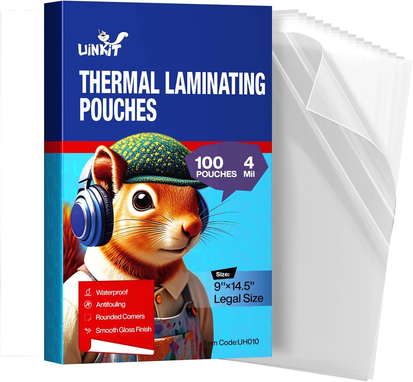 Uinkit 100Pack Legal Size Laminating Pouches, 8.5×14 Inches, 4Mil Thick – Bubble-Free, Crystal Clear Thermal Laminating Sheets for Documents, Menus, Certificates & School/Office Use