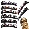 8PCS Sparkling Crystal Stone Braided Hair Clips Rhinestone Flower Duckbill Clip with 3 Small Hair Barrettes Elegant Styling Clips for Women Girls
