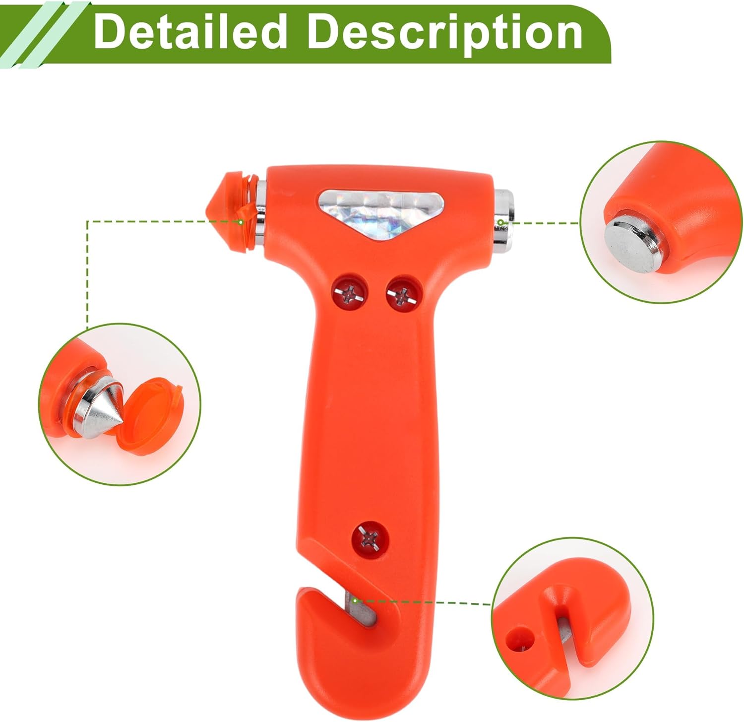 Universal Car Safety Hammer Set – Glass Breaker, Emergency Escape Tool with Stand