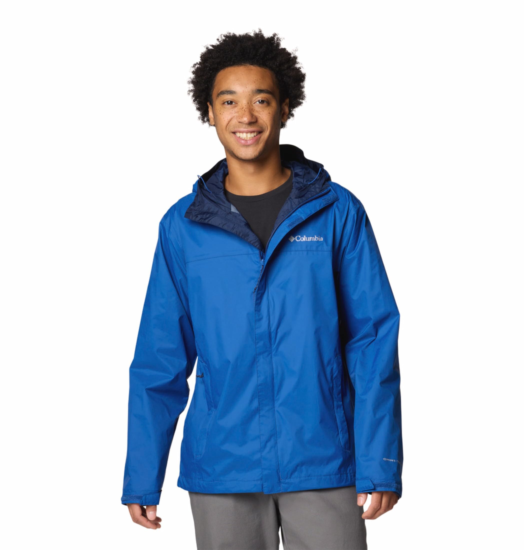 Men Omni-Tech Watertight II Rain Jacket, Blue, XL, Hiking | Trekking-image-2