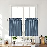 Vista 34 de RYB HOME Cortinas Blancas con Textura de Lino, Cenefas Transparentes, Complementos Superiores para Ventanas, Cortinas Semitransparentes para Cocina