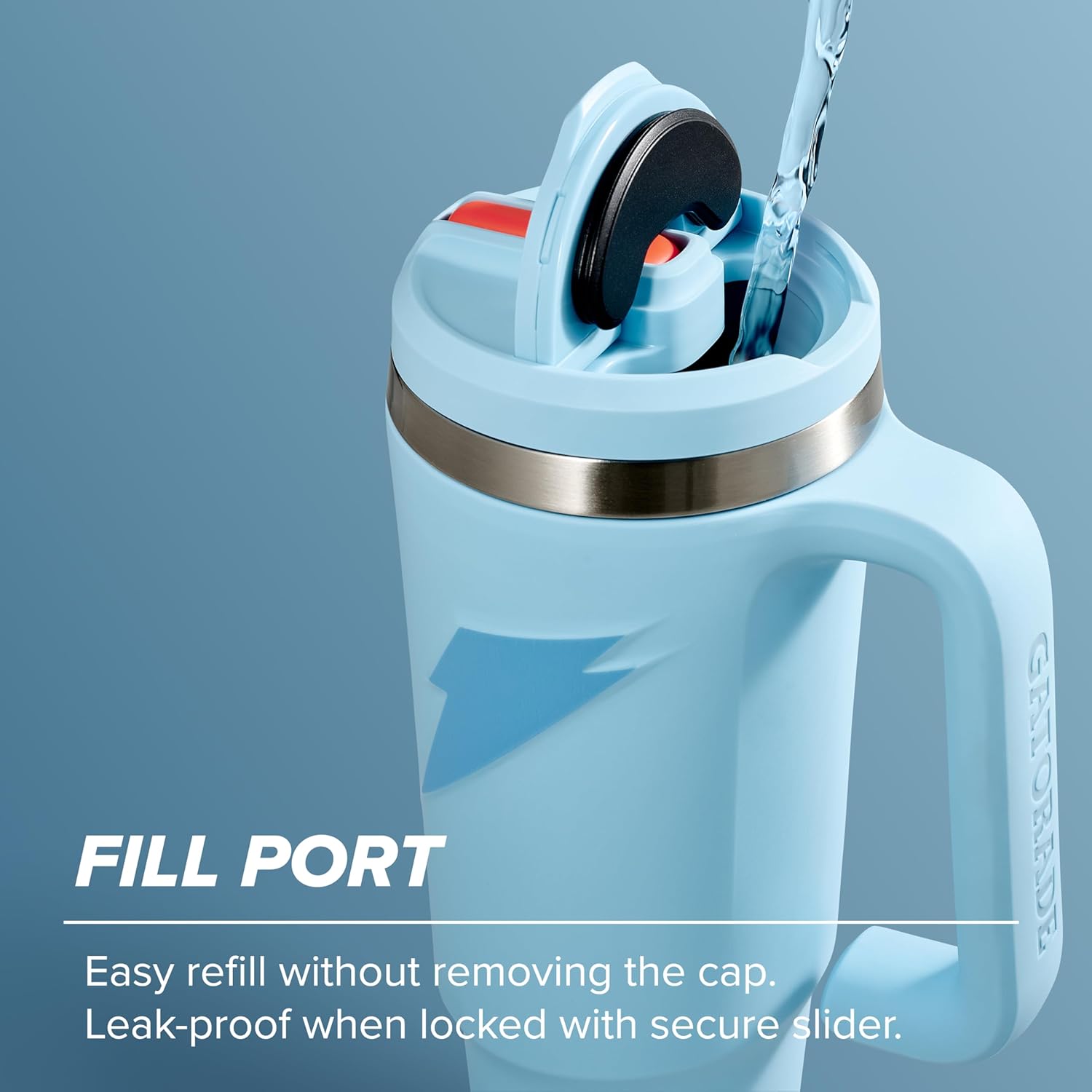 Gatorade Crossover Stainless Steel Tumbler Water Bottle, Coral, Double-Wall Insulation, 36 fl oz