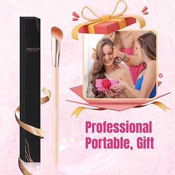 D101 Precision Concealer Brush, Concealing Blending Setting Buffing, Under Eye Makeup Small Angled Precision Face Blending Brush, Pink