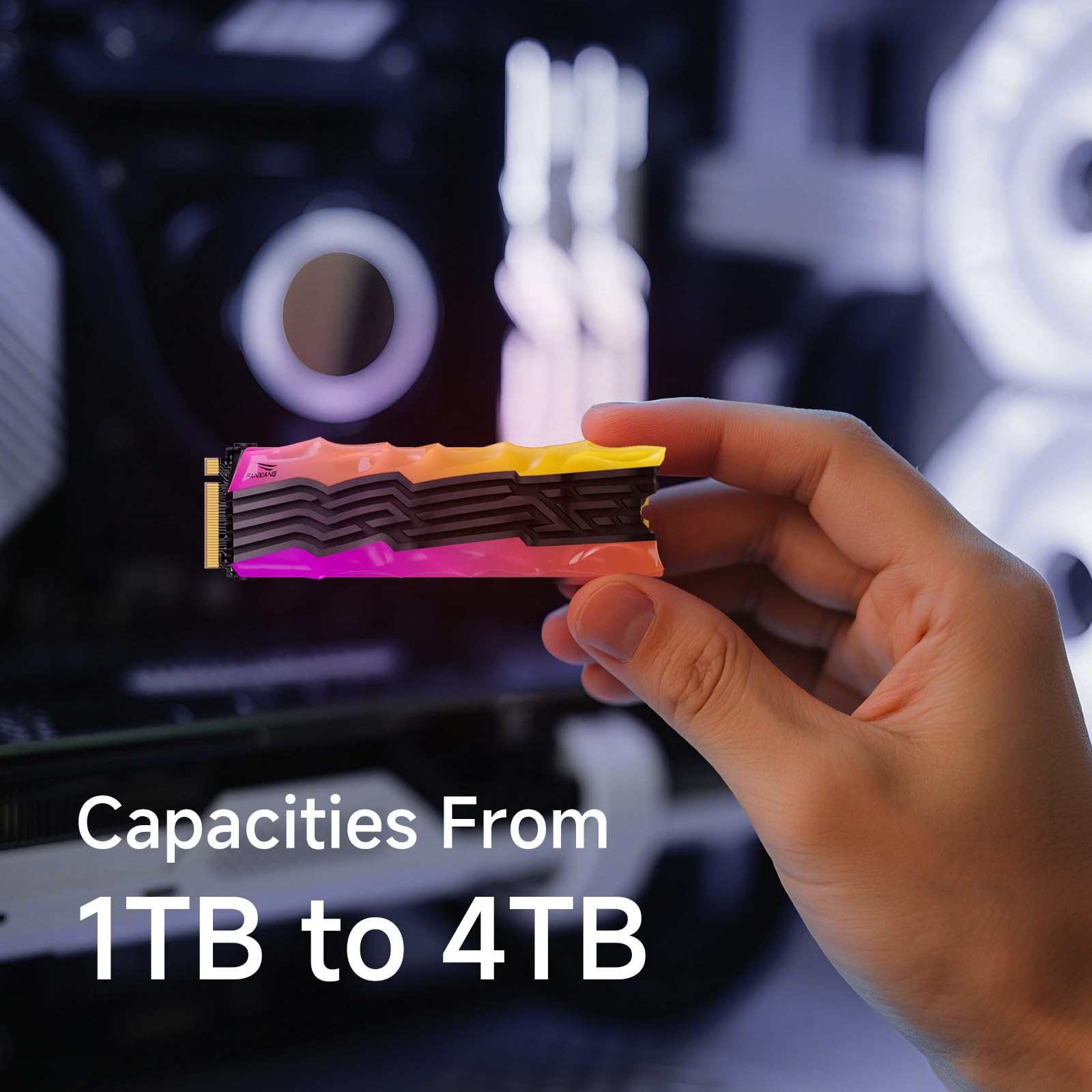 fanxiang S790R NVMe M.2 SSD PCIe 4.0 x4 de 1 TB, unidad interna de estado sólido con disipador de calor RGB, hasta 7450 MB/s, 3D NAND TLC, compatible con PS5, ideal para juegos, creadores y