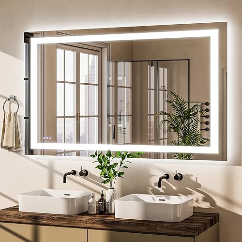 Miniatura 14 de VooBang espejo LED para baño de 26 x 38 pulgadas - 3 modos de iluminación ajustables, espejo de tocador inteligente iluminado para baño, función