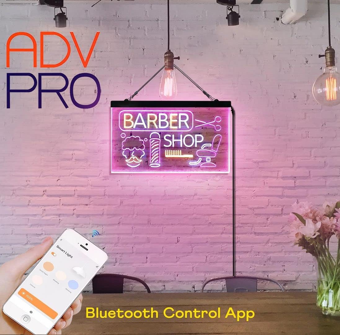 ADVPRO Barber Shop Pole Hair Cut Salon Tri-color Led Neon Sign White & Purple & Yellow 23.6 x 17.1 Inches st9s64-i2044-wpy