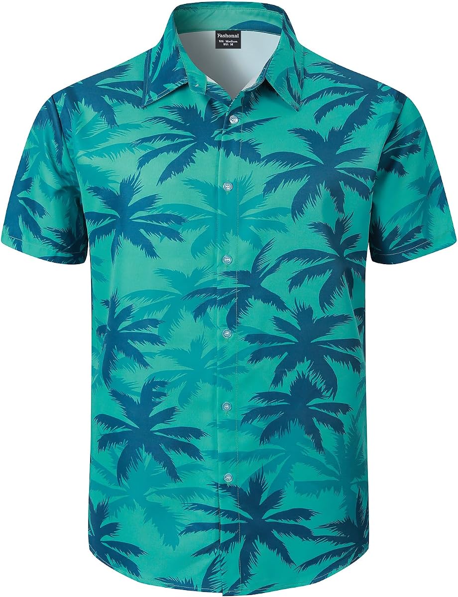 Men's Hawaiian Shirt Button Down Summer Short Sleeve Shirt