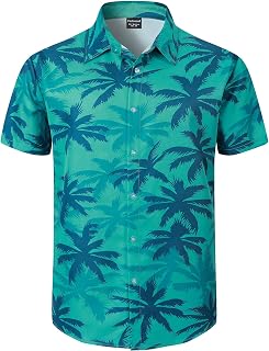 Men's Hawaiian Shirt Button Down Tropical Beach Short Sleeve Aloha Shirt