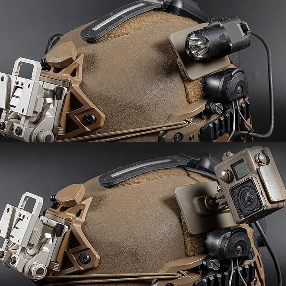 Soporte táctico para casco con gancho y bucle, adaptador de fijación rápida para linterna deportiva, cámara HD, placa M-LOK, soporte GoPro M1913, accesorios para casco de riel (bronceado)