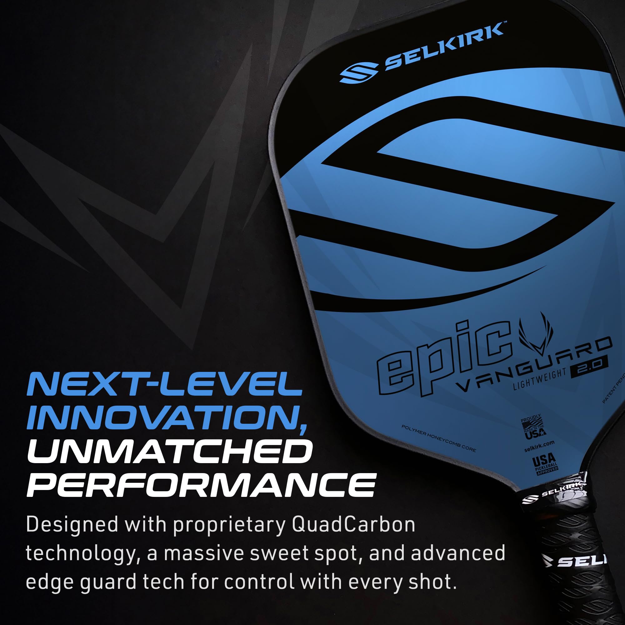 Selkirk Sport Vanguard Hybrid Pickleball-Paddel | Kohlefaser-Pickleball-Paddel mit einem Polypropylen-X5-Kern | Pickleballschläger