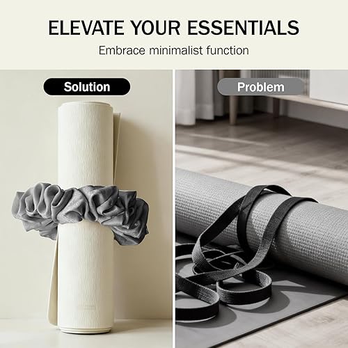 Miniatura 5 de Slim Panda Tapete de yoga Scrunchie, asegura tu tapete con estilo y linda, correa de transporte de tela de terciopelo elástica duradera que se