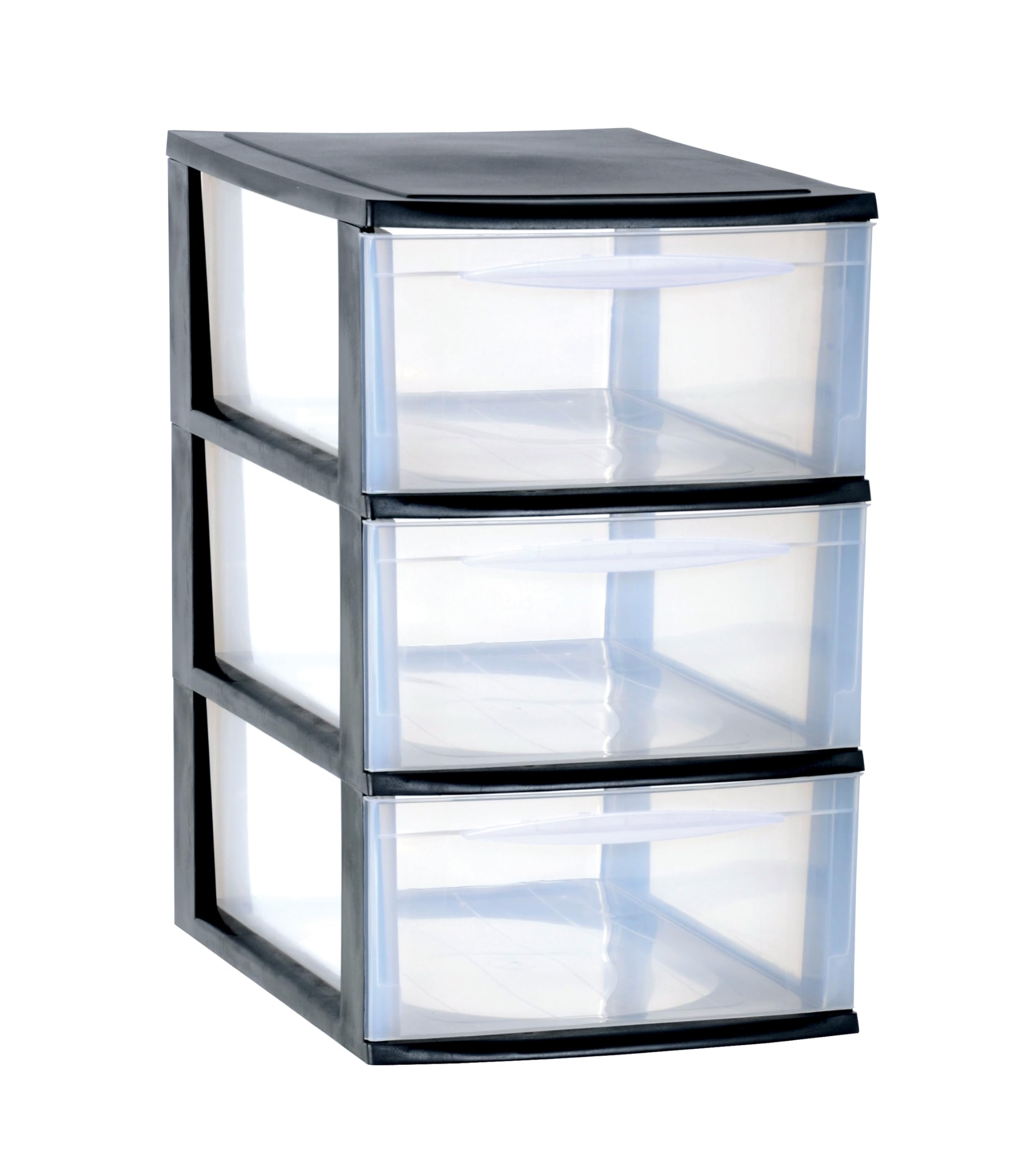 Deconation Module De Rangement Format A4 3 Tiroirs Hauts avec Stop Tiroirs - Superposables - Noir - Origine France