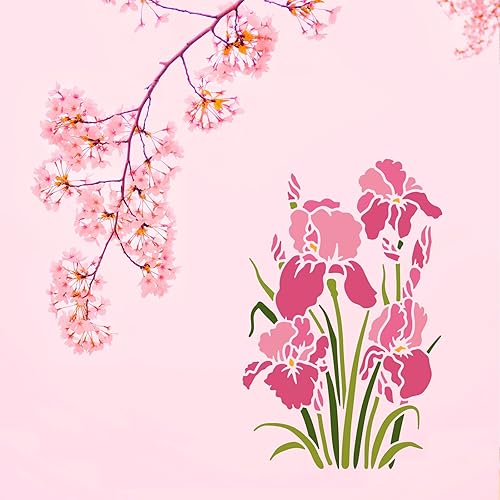 Miniatura 7 de FINGERINSPIRE Plantillas de iris de 11.7 x 8.3 pulgadas, plantillas de pintura de flores de plástico, plantillas de pared florales de flores,
