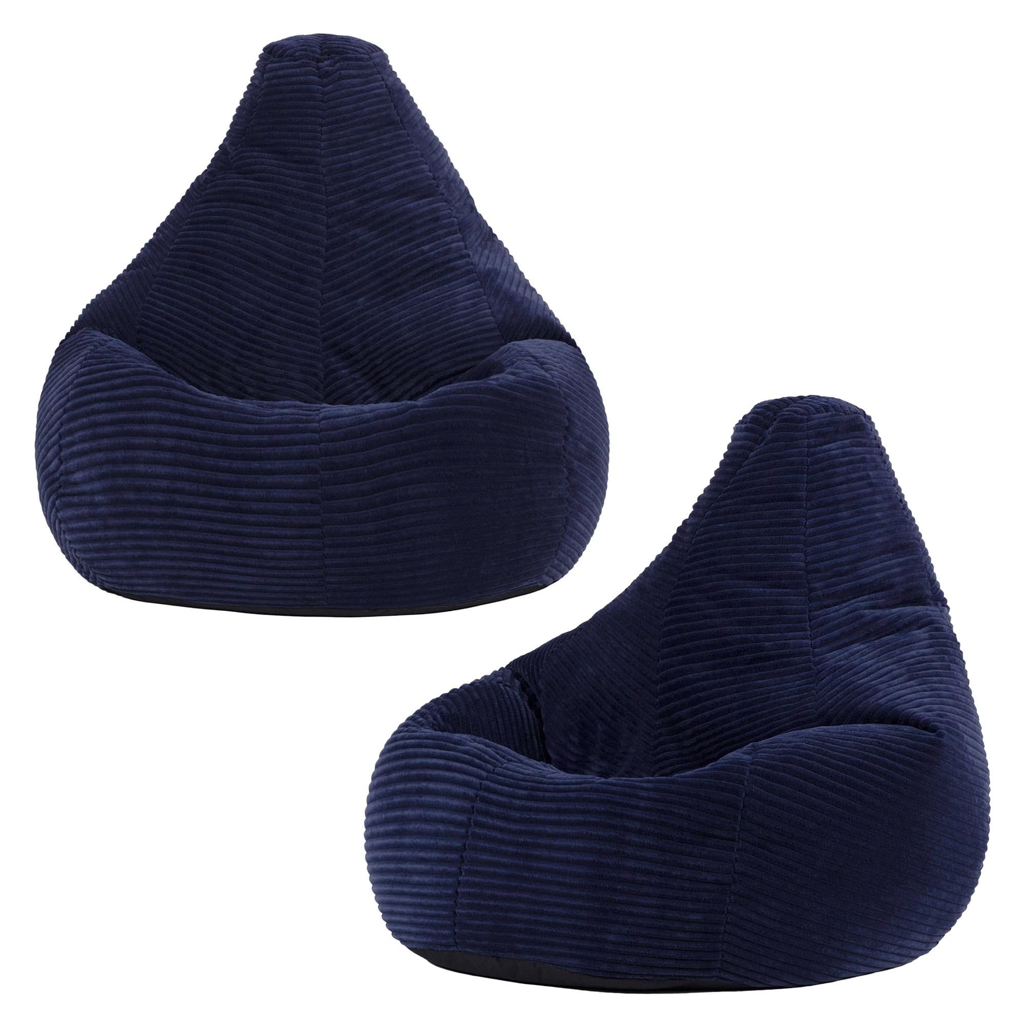 icon Dalton Kids Bean Bag, Navy Blue, 2 Pack, Cord Kids Bean Bag Chair with Filling Included for Girls and Boys, Childrens Chair, Beanbags for Children, Playroom Décor, Bedroom Accessories