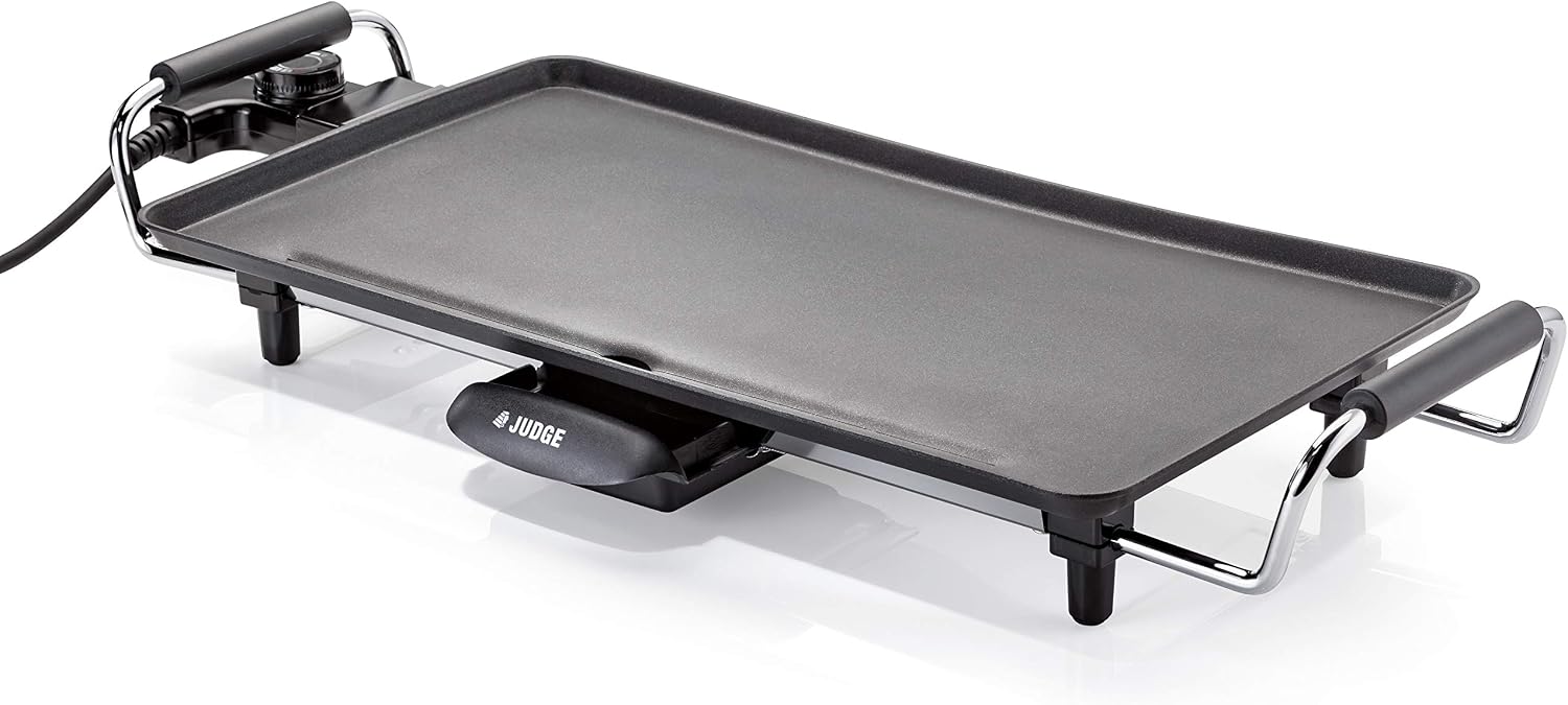 Judge Electric Table Top Grill, non-stick Portable Barbecue Grill with 6 Heat Levels & Removable Drip Tray