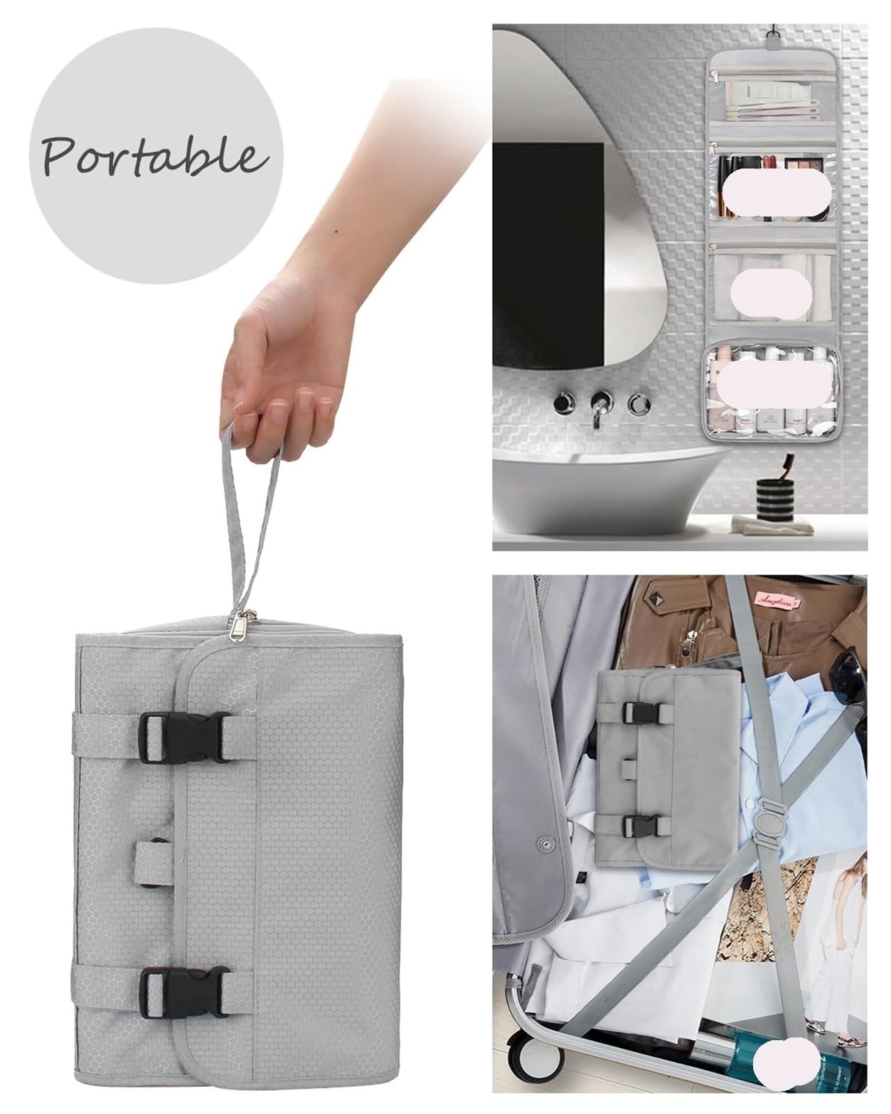 Porta Trucchi Pochette Trucchi Borsa Da Toilette Da Viaggio Appesa Borsa Da Toilette Grande Impermeabile Borsa For Cosmetici Trousse Trucchi Donna(G)