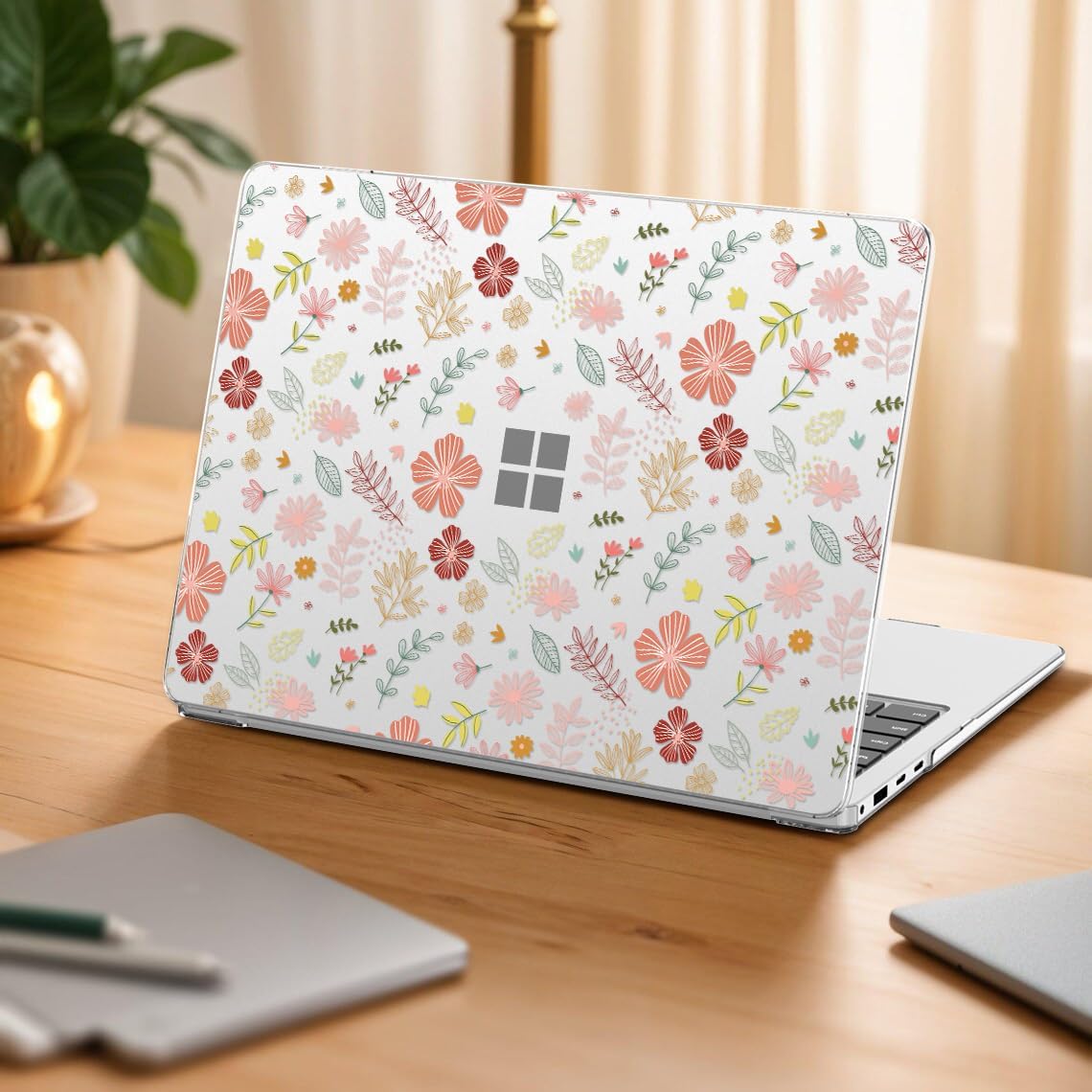 AKIT Compatible with 15 inch Microsoft Surface Laptop 7 Case Touchscreen Model 2037, Durable Scratch-Resistant Hard Shell with Cute Pattern + Keyboard Cover+ Screen Protector, Abstract Floral - Image 5