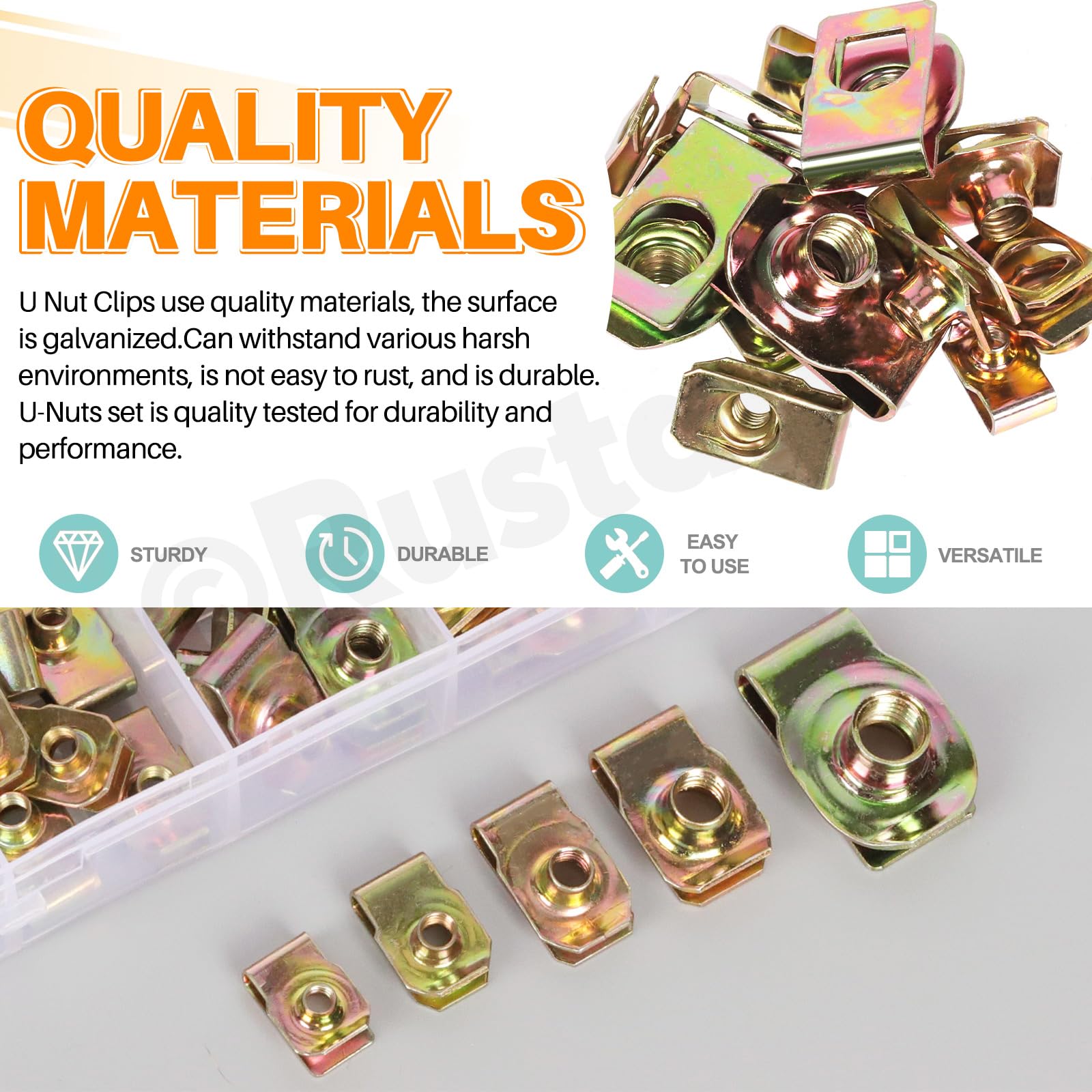 Rustark 50Pcs M4 M5 M6 M8 M10 Auto Car U-Clip U Nut Assortment Kit U Style Clip-on Nut Carbon Steel U Nuts Clip U-Shaped Nuts for Dash Door Panel Interior Cars Motorcycle - Image 3
