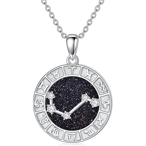 12 Zodiac Sign Necklace 925 Sterling Silver Constellations Pendant Necklace Jewelry Gifts for Women Men Friend Christmas Birthday,18+2 inch