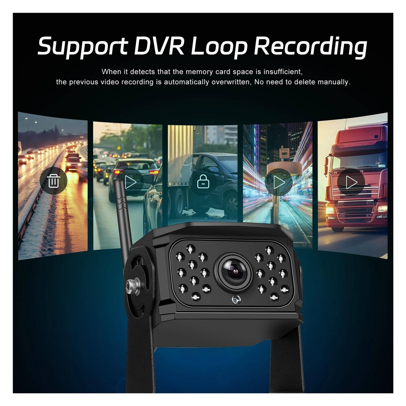 Cámara Aparcamiento Cámara Marcha Atrás Coche Inalámbrica Monitor Pantalla IPS HD Universal 7 Pulgadas con 2 Funciones Grabación Vídeo Cámaras Traseras 1080P Camara Marcha Atras