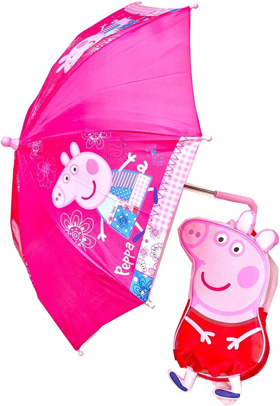 Trade Mark CollectionsLtd for Peppa Pig 3D Style Splashproof Backpack and Easy Clean Umbrella Set Children's Back To School Bag and Rucksack Kit