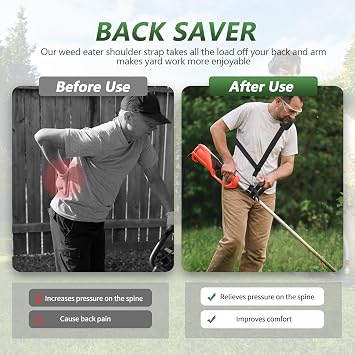 Weed Eater Shoulder Strap, Weed Wacker Trimmer Strap for Stihl EGO Ryobi Dewalt Milwaukee Kobalt Echo Husqvarna Toro Troy Bilt Greenworks String Trimmer Leaf Blower Multi Head System