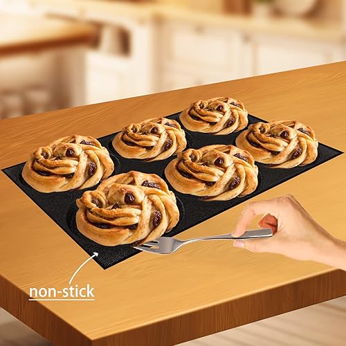 Miniatura 56 de Pan para hornear pan de hamburguesa Eclair perforado hojas de disco redondo de malla de silicona molde de 8 pan forma de círculo cónico