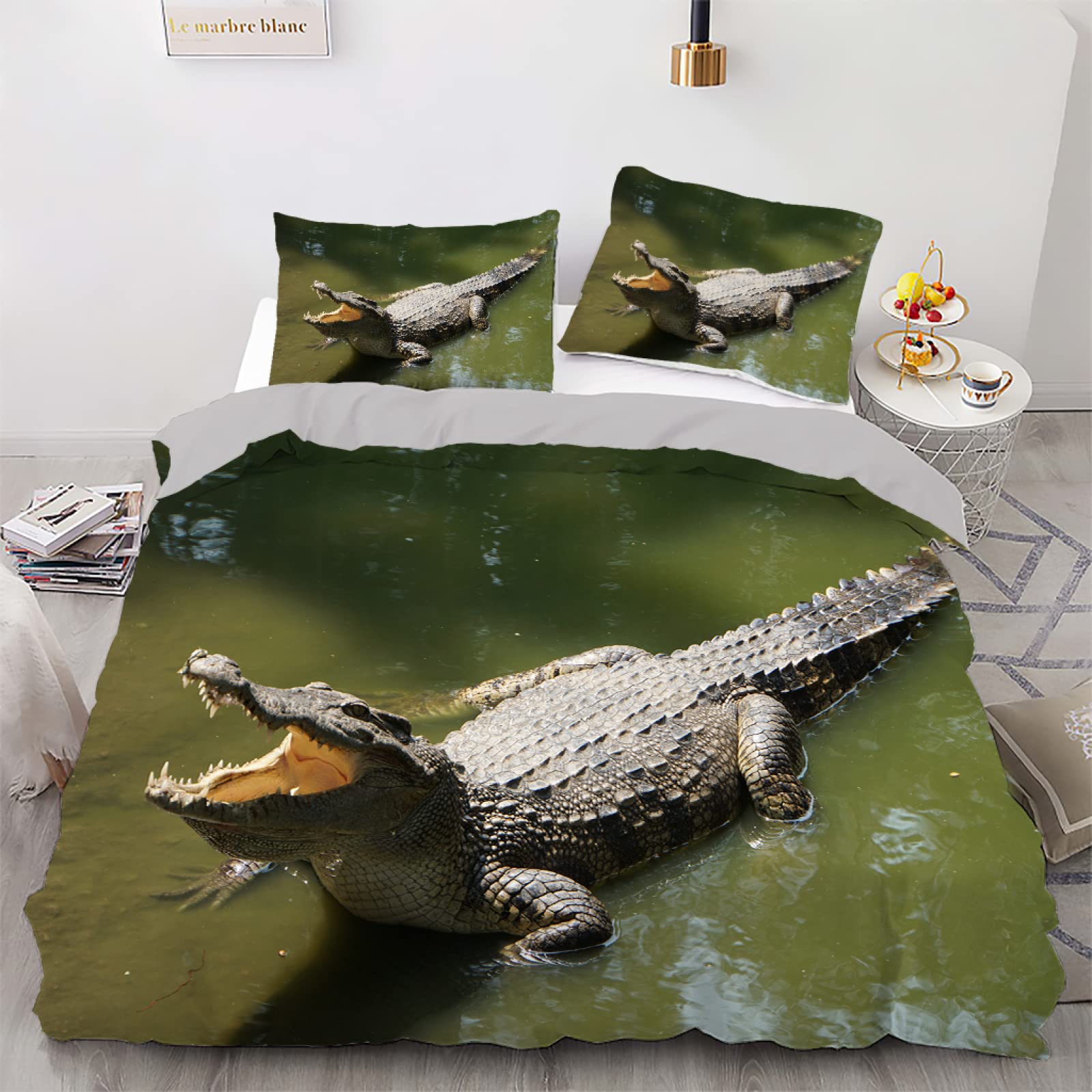 Parure de Lit 160x200 Crocodile Vert pour Créer un Cocon Doux et Ludique dans la Chambre
