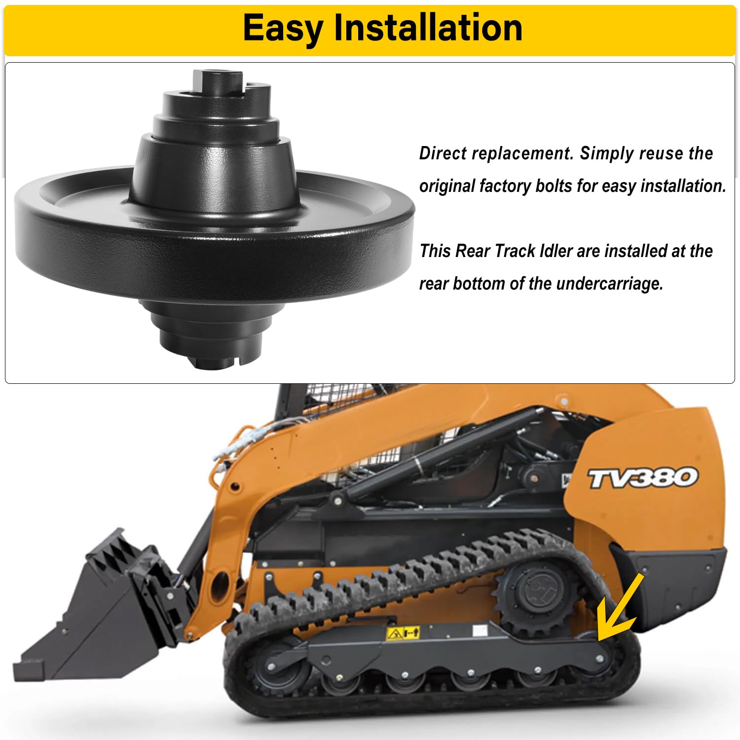 Track Idler - Rear Fits for CASE 420CT 440CT 445CT 450CT TR270 TR320 TV380, for New Holland C175 C185 C190 C227 C23 2 C238 LT185B LT190B, Replace # 87480413, 87535299.