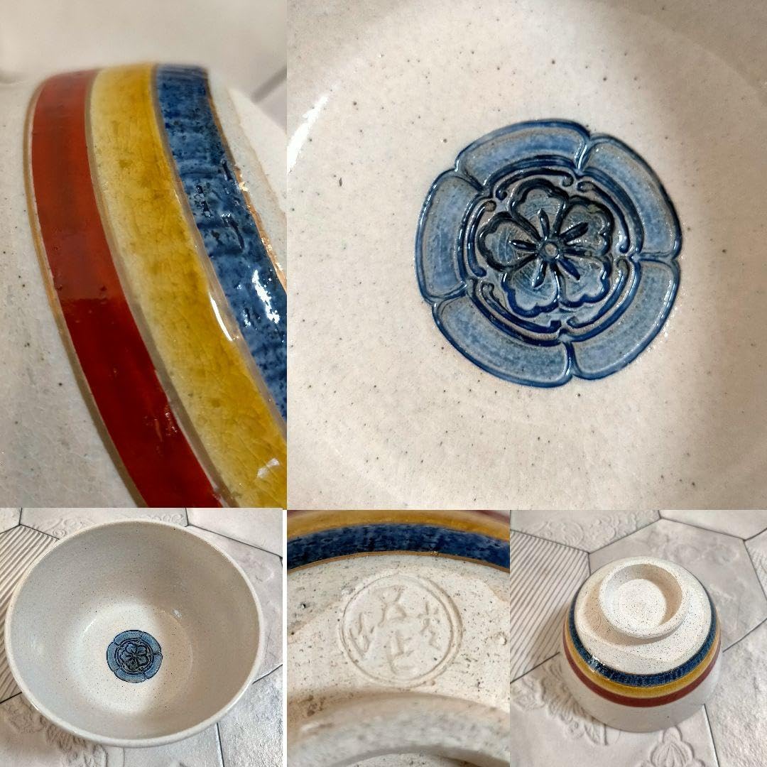 犬山焼 有楽窯 尾関作十郎造 五瓜に唐花紋茶碗 抹茶茶碗