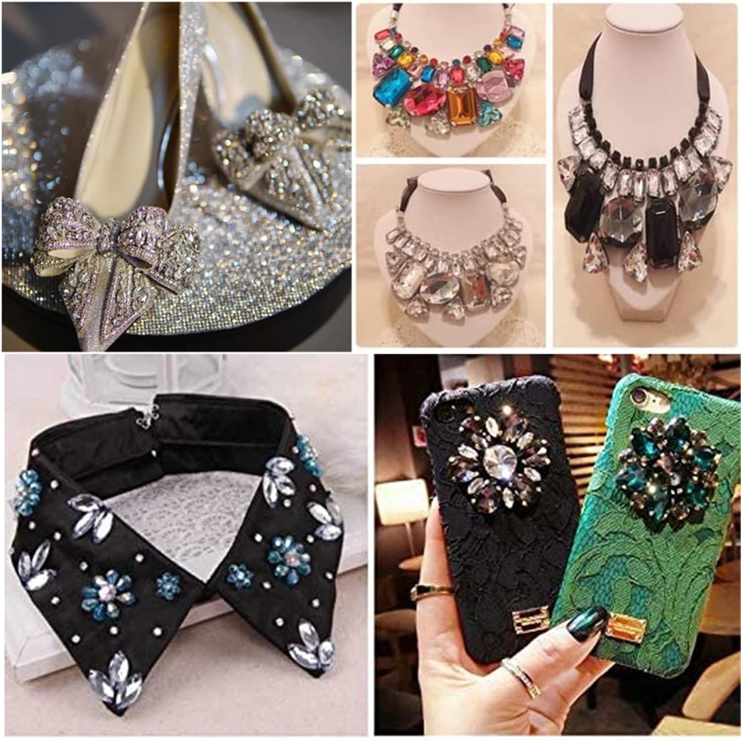 50 PCS Sew on Rhinestones Mixed Shapes Glass White AB Rhinestones Sew on Crystal Gems Mental Flatback with Gold Claw for Jewelry Crafts Clothes DIY Craft Shoes Dress Jewelry Making - Image 5