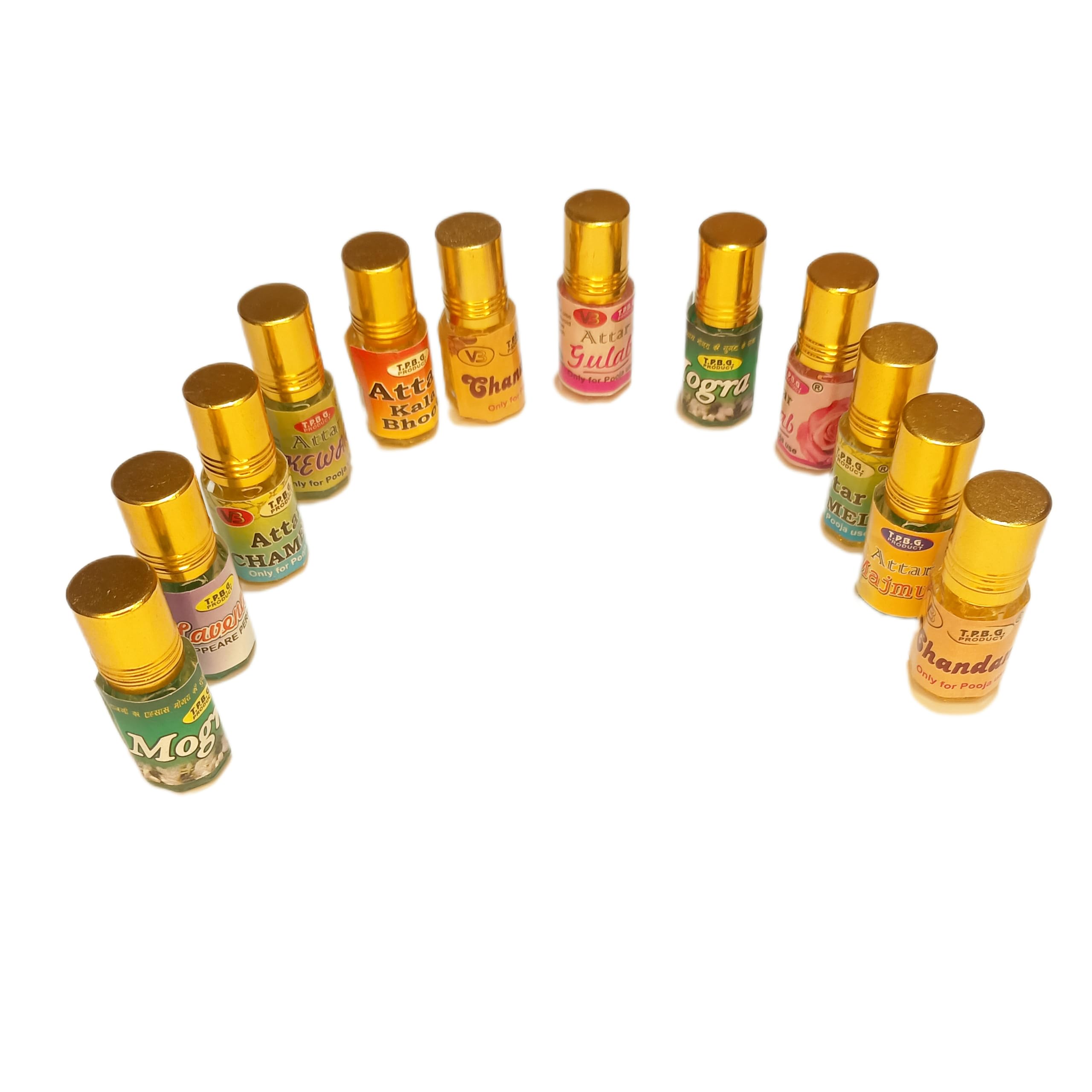 Traditional Attar Roll-On Perfume Set, 12 Different Fragrances for Pooja and Festivals, Natural Scents-image-24
