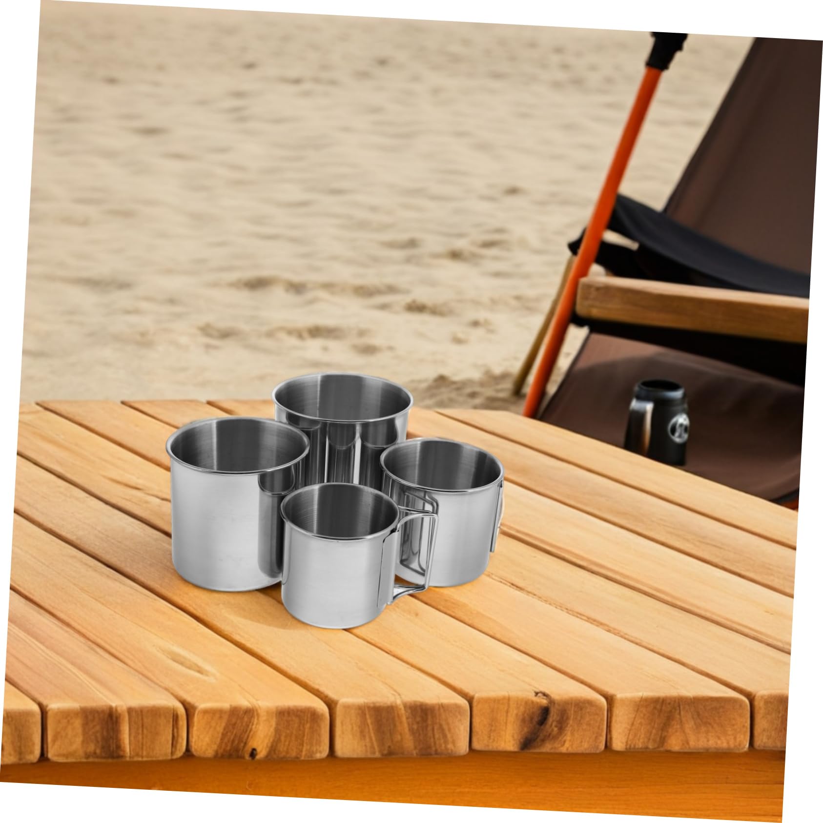 ifundom 4 Stück Teiliges Set Klappbare Campingbecher mit Griff Robuster Outdoor Trinkbecher für Wandern Picknick Grillen Vielseitiger Faltbarer Wasser und Bierbecher