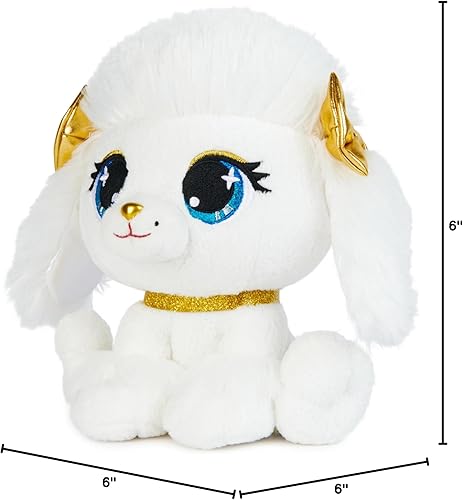 Miniatura 9 de P.Lushes - Peluches de moda de diseñador, cachorro caniche Catalina Monroe de alta calidad, color blanco y dorado, 6 pulgadas