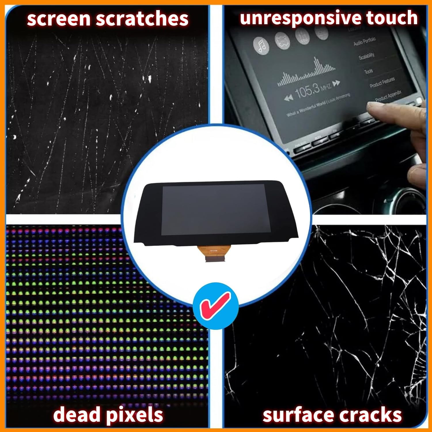 7" LCD Display Touch Screen Monitor for Radio Navigation Replacement for Mazda CX-5 2017-2021 Replaces TM070RDHP05