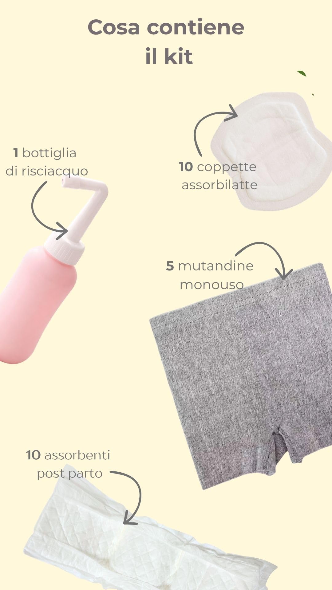 Kit Post Parto TerraMamma – Borsa Ospedale Mamma con Mutandine Monouso, Assorbenti, Coppette Assorbilatte e Bottiglia Perineale | Postpartum Recovery Kit for Mom