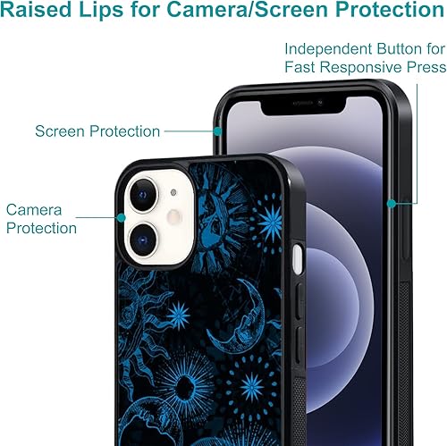 Miniatura 3 de MKCVLKYON Funda retro para iPhone 14 Pro Max para niñas y mujeres diseño de sol y luna TPU suave parte trasera dura a prueba de golpes antiarañazos