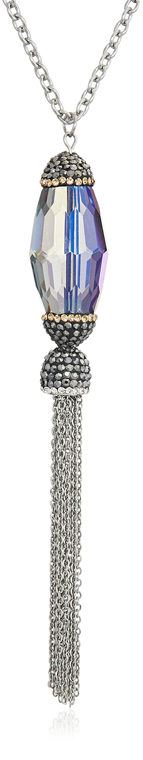 West Coast JewelryWest Coast Jewelry | ELYA Faceted Crystal Stainless Steel Tassel Pendant Necklace