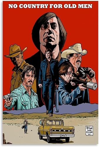 Póster de película para fanáticos de No Country for Old Men para dormitorio, lienzo estético, decoración de pared, 12 x 18 pulgadas (11.8 x 17.7 in)
