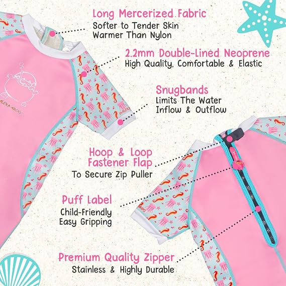 2-4 Years Old Toddler & Kids Thermal Swimsuit with UPF50+, Anti-Fog Goggles & Comfy Swim Cap, 3-Piece Swim Gear Bundle for Boys & Girls