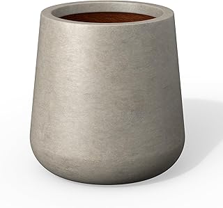 Kante 11.8-Inch Dia Modern Round Concrete Planter with Drainage Hole & R...