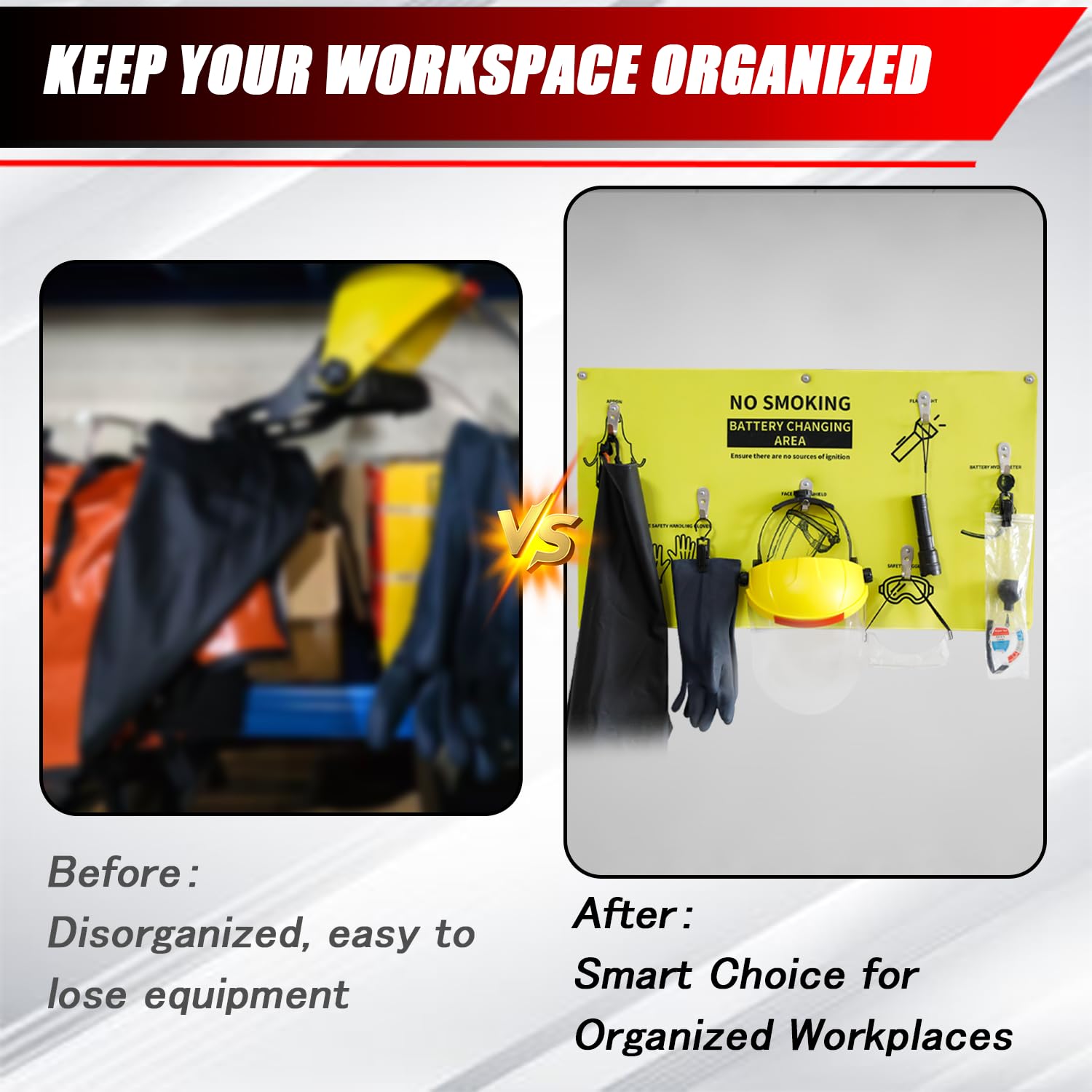 7-in-1 Complete Battery PPE Kit for Forklift Battery Maintenance – Wall-Mount PPE Station for Lift Battery Water Handling, Propane Tasks & Warehouse Safety Gear Storage