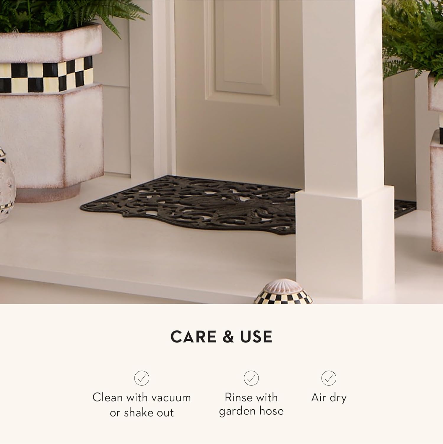 MACKENZIE-CHILDS Rubber Door Mat, Decorative Outdoor Floor or Front Door Mat, 36" L x 24" W, Queen Bee