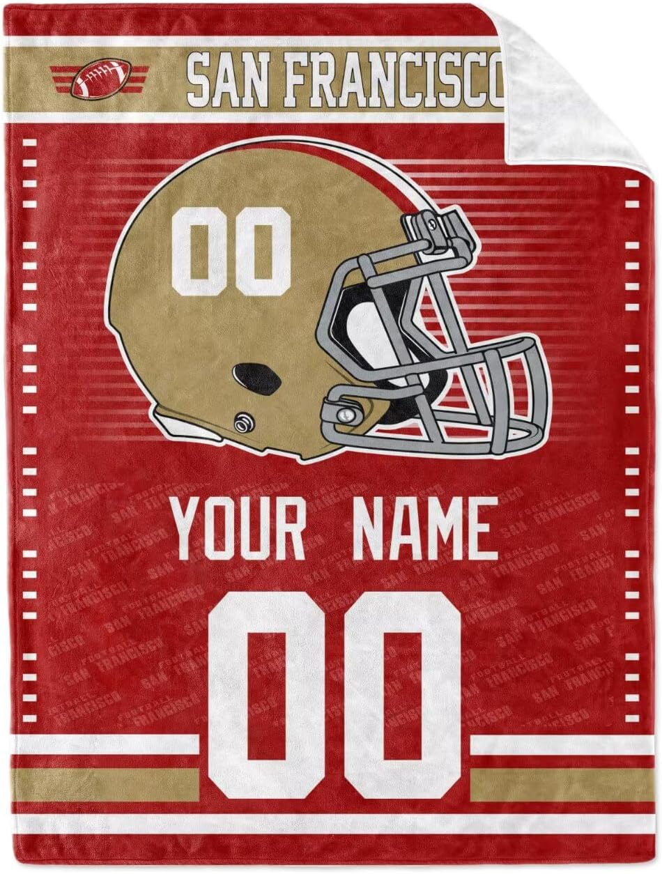 San Francisco Throw Blanket for Men Women Boy Personalized Gifts Custom Name and Number - Image 2