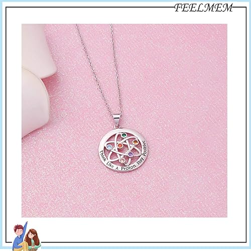 Miniatura 5 de FEELMEM Collar de ciencia atómica, regalo de químico, química atómica, símbolo de ciencia, para científico, físico, regalo de graduación