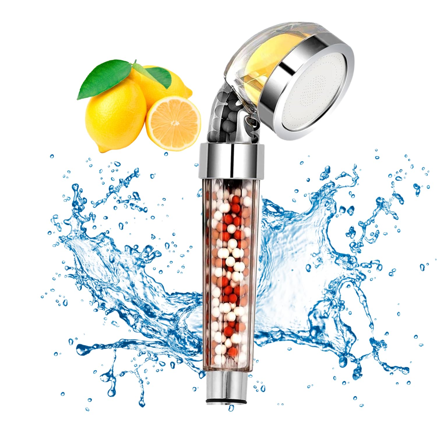 Vitamin C Shower Head With Filters Chlorine, Fluoride & Hard Water Softener, High Pressure Water Saving Showerhead with Filter Beads, Filtered Shower Head for Dry Skin&Hair Loss دش استحمام ضغط قوي