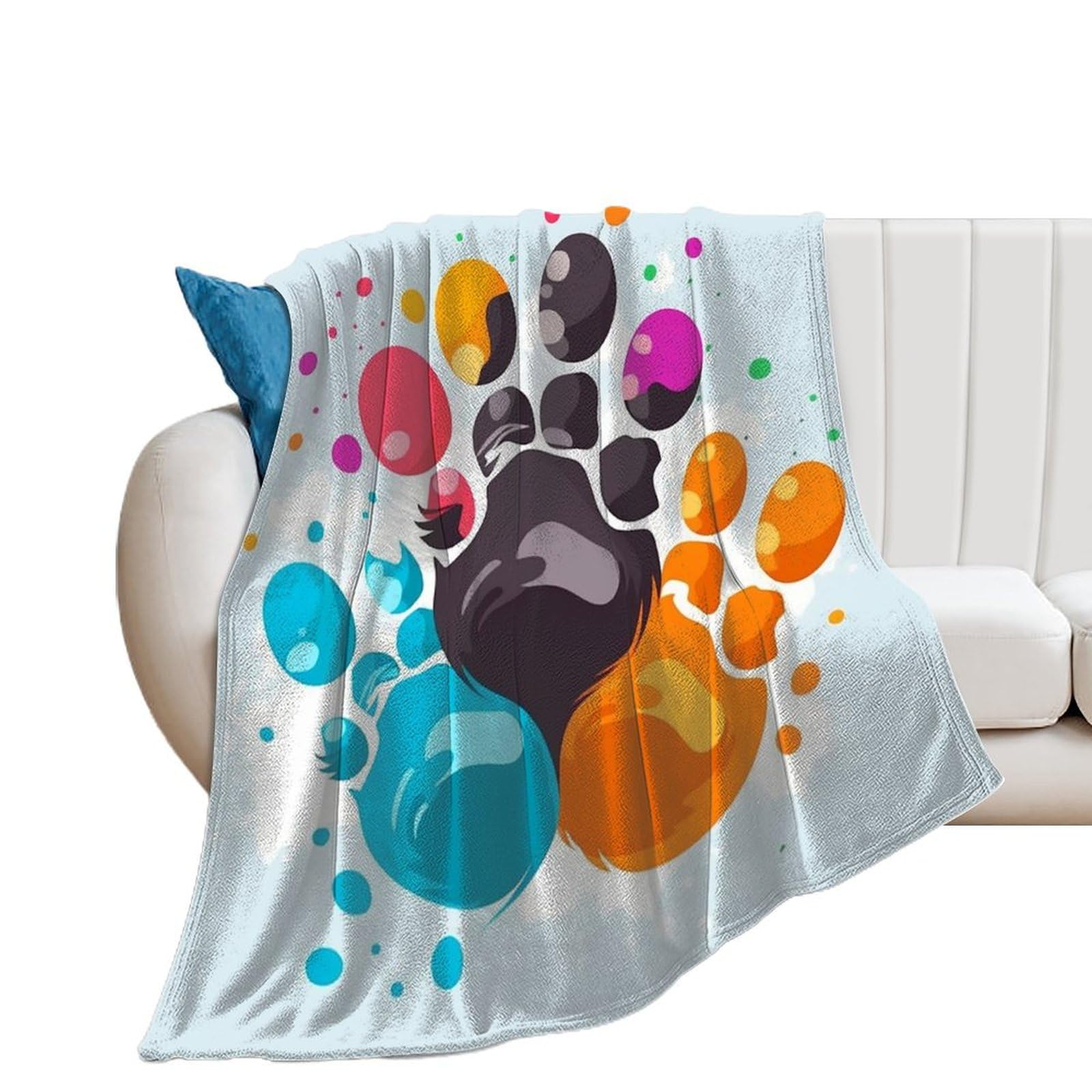 Couverture flanelle imprimé pattes de chat pour vos soirées cocooning