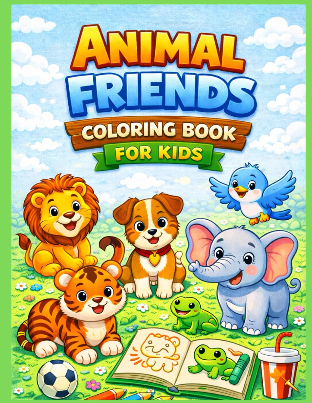 Animal Friends Coloring Book for Kids: Cute & Simple Animal Illustrations for Toddlers and Preschoolers to Color, Learn, and Have Fun